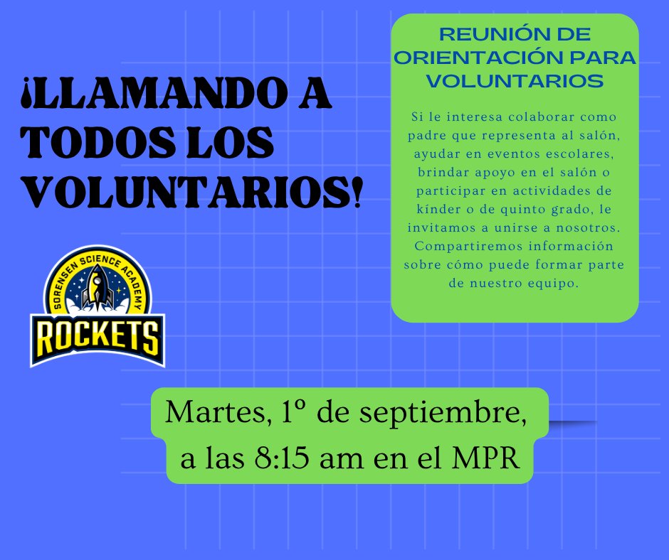 Volunteer orientation Sept 1